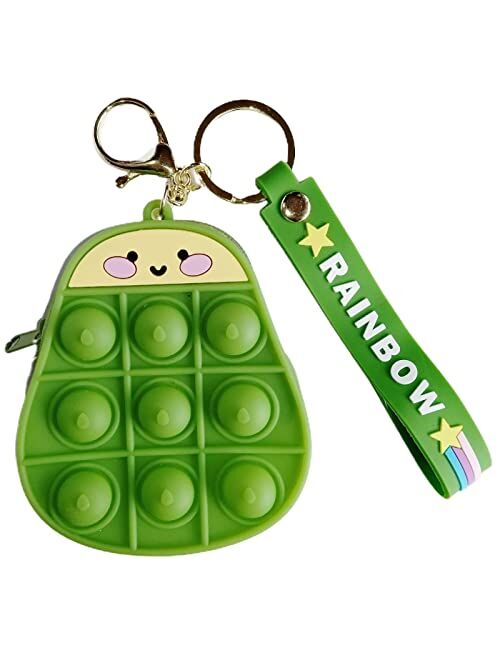 Temay Pop Purse Bag Avocado Simple Dimple Fidget Toys it Pocketbook with Hand Wrist Lanyard Key Chain for Girl Women