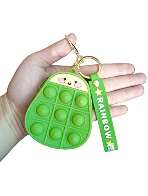 Temay Pop Purse Bag Avocado Simple Dimple Fidget Toys it Pocketbook with Hand Wrist Lanyard Key Chain for Girl Women