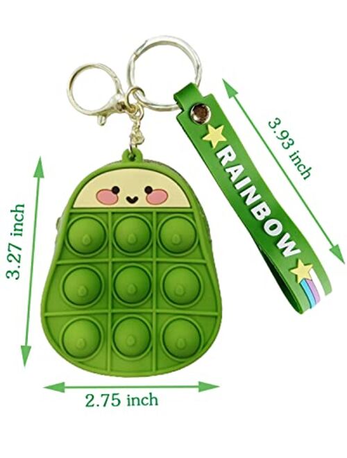 Temay Pop Purse Bag Avocado Simple Dimple Fidget Toys it Pocketbook with Hand Wrist Lanyard Key Chain for Girl Women