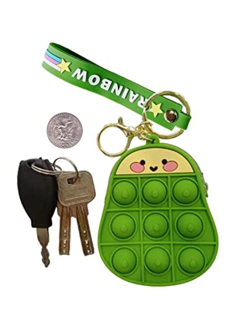 Temay Pop Purse Bag Avocado Simple Dimple Fidget Toys it Pocketbook with Hand Wrist Lanyard Key Chain for Girl Women