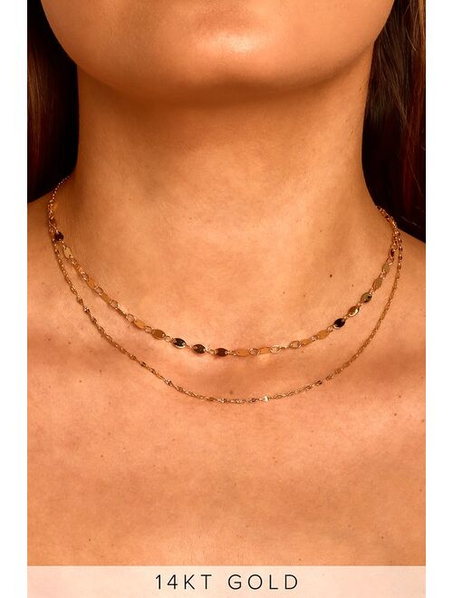 Lulus Always Gleaming 14KT Gold Layered Choker Necklace