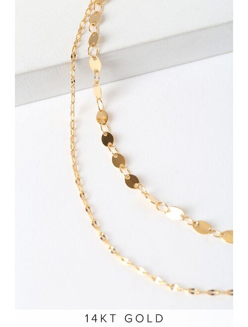 Lulus Always Gleaming 14KT Gold Layered Choker Necklace