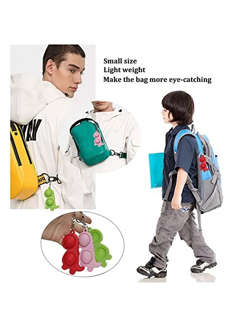 Ushopfun 3Pcs Colourful Mini Pop Fidget Keychain, Dinosaur Keychains Accessories for Car Cute Hand Sensory Key chains Bulk, Stress Relief Squeeze Keychain Ring for Women 