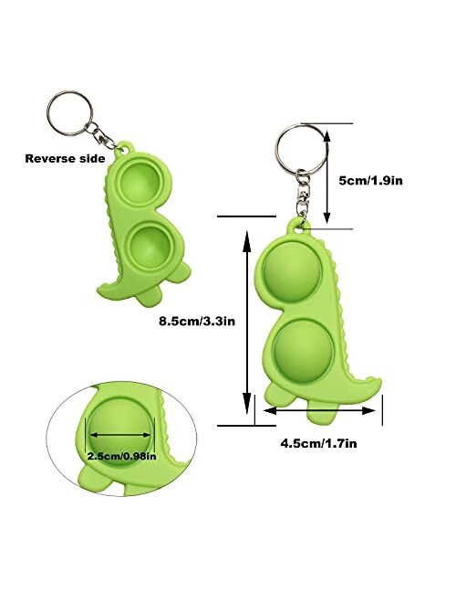 Ushopfun 3Pcs Colourful Mini Pop Fidget Keychain, Dinosaur Keychains Accessories for Car Cute Hand Sensory Key chains Bulk, Stress Relief Squeeze Keychain Ring for Women 