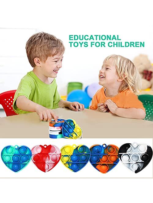 Leencum 5Pcs Mini Simple Fidget Toy Stress Relief Hand Toys Keychain Toy Bubble Wrap Pop Anxiety Stress Reliever Office Desk Toy