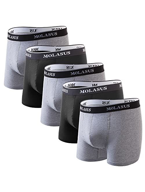 Molasus Mens Cotton Stretch Trunks Underwear No Fly Tagless Underpants Pack of 5