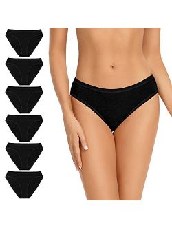 Womens Cotton Bikini Panty Soft High Cut Hispter Stretch Underwear(Regular & Plus Size)