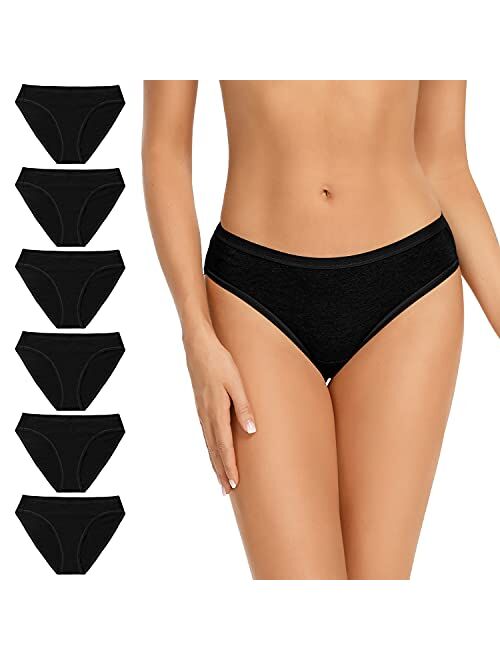 Molasus Womens Cotton Bikini Panty Soft High Cut Hispter Stretch Underwear(Regular & Plus Size)