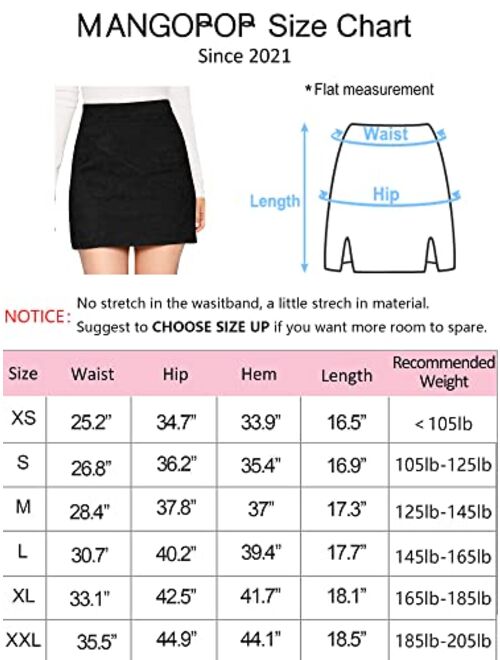 MANGOPOP Women's Basic Faux Suede High Waist A-line Mini Pencil Bodycon Skirt
