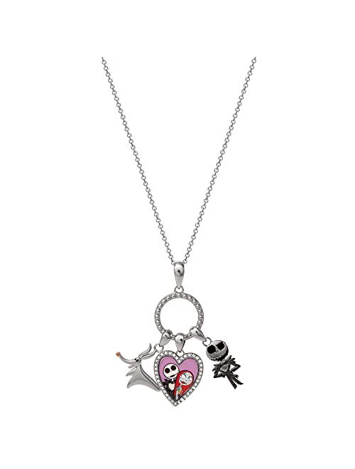 Disney Jewelry for Women and Girls, Charm Pendant Necklace, Beauty and The Beast, Ursula Vixen, Nightmare Before Christmas, Sterling Silver, 18"