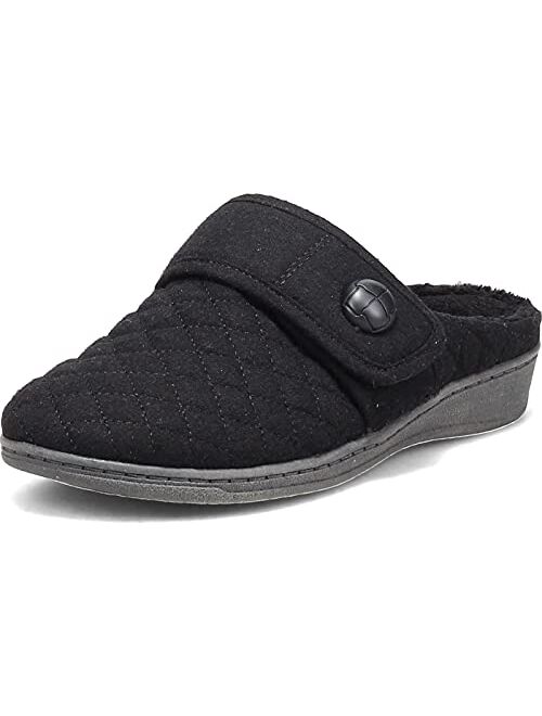 Vionic Women's Indulge Carlin Flannel Mule Slipper- Comfortable Spa House Slippers that include Three-Zone Comfort with Orthotic Insole Arch Support, Medium Fit, Sizes 5-