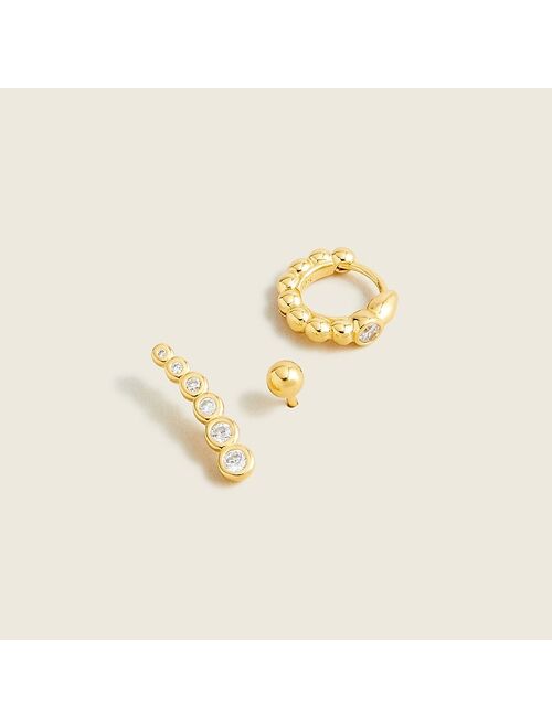 J.Crew Demi-fine 14k gold-plated three-earring set