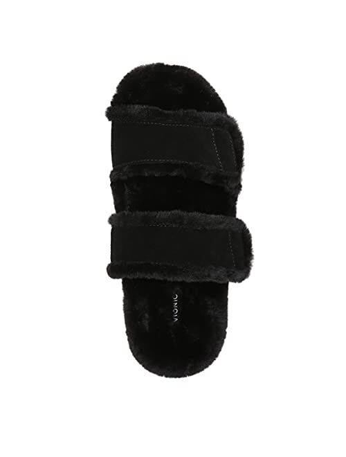Vionic Chakra Faith Women's Fuzzy Slide Slipper - Comfortable Cozy Open Toe Slippers That Include Three-Zone Comfort with Orthotic Insole Arch Support, Medium Fit Sizes 5