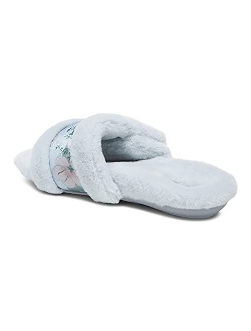 Vionic Women's Charkra Erma Slide Slipper - Comfortable Open Toe Spa House Slippers That Include Three-Zone Comfort with Orthotic Insole Arch Support, Slippers for Ladies