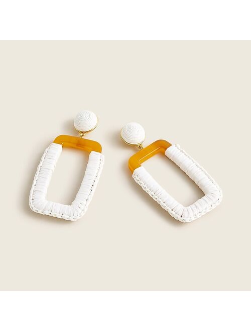 J.Crew Rectangle raffia-wrapped earrings