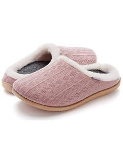 WHITIN Women Arch Support Fuzzy Knitted Slipper Warm Fluffy Slip On House Shoes