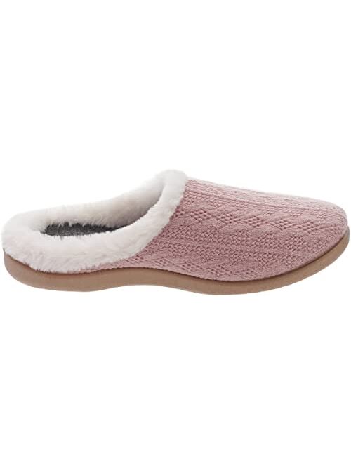 WHITIN Women Arch Support Fuzzy Knitted Slipper Warm Fluffy Slip On House Shoes