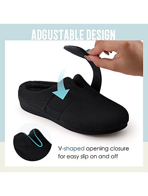 BCSTUDIO Women’s Orthotic House Slippers with Arch Support Fuzzy Adjustable Ladies Shoes