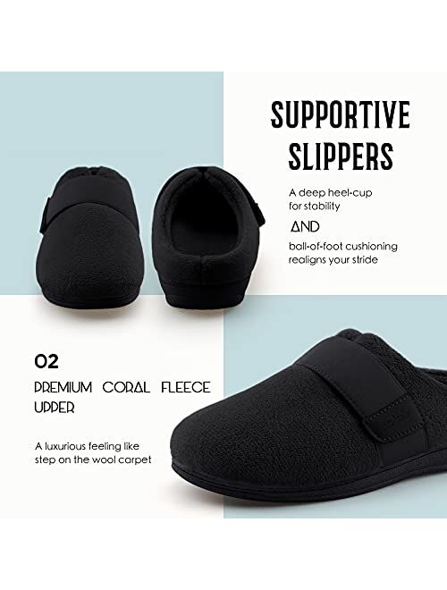 BCSTUDIO Women’s Orthotic House Slippers with Arch Support Fuzzy Adjustable Ladies Shoes