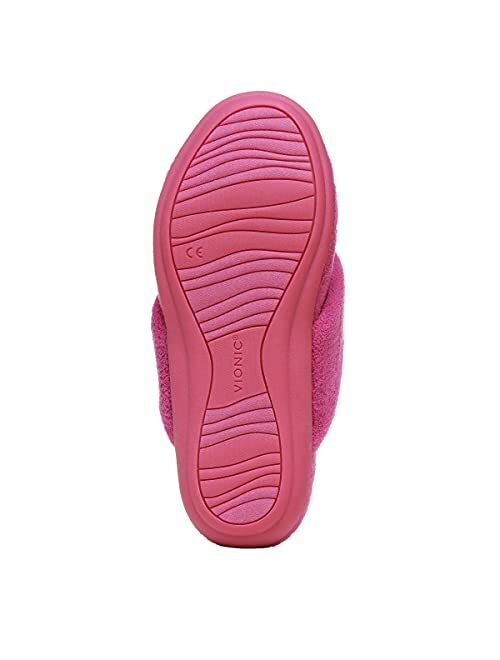 Vionic Women's Chakra Lydia Toe-Post Slipper- Comfortable Plush Slippers that include Three-Zone Comfort with Orthotic Insole Arch Support, Slippers for Women