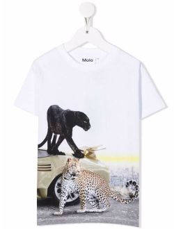 tiger-motif organic-cotton T-shirt
