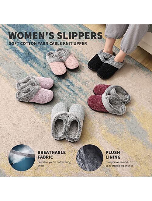 Homitem House Slippers for Women Indoor and Outdoor Fuzzy Slippers with Arch Support Fluffy Slippers with Memory Foam Winter Bedroom Warm Slippers House Shoes for Womens 