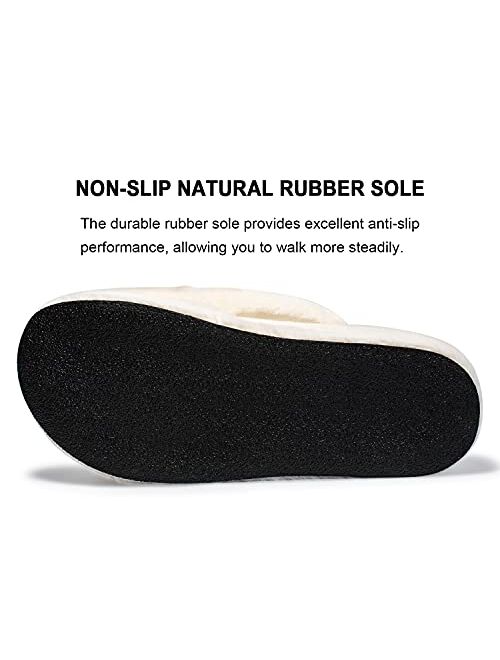 Czfirme Womens Furry Slippers with Arch Support, Plantar Fasciitis Orthopedic House Shoes, Cross Band Slippers Soft Plush Furry Cozy Open Toe Indoor Outdoor Slip On