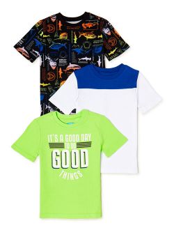 365 Kids by Garanimals Boys' Short Sleeve T-Shirt, 3-Pack, Sizes 4-10