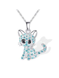 Shonyin Cat Pendant Necklace Jewelry Gifts for Women Teen Little Girls, Chian 18+2.4 inches