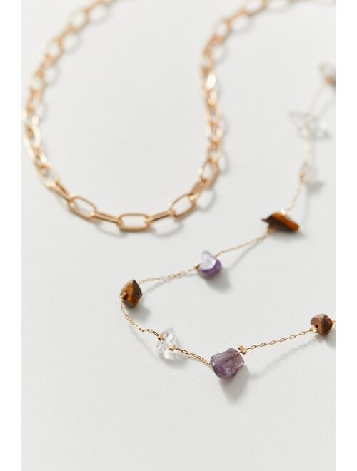 Urban Outfitters Genuine Stone And Chain Necklace Set