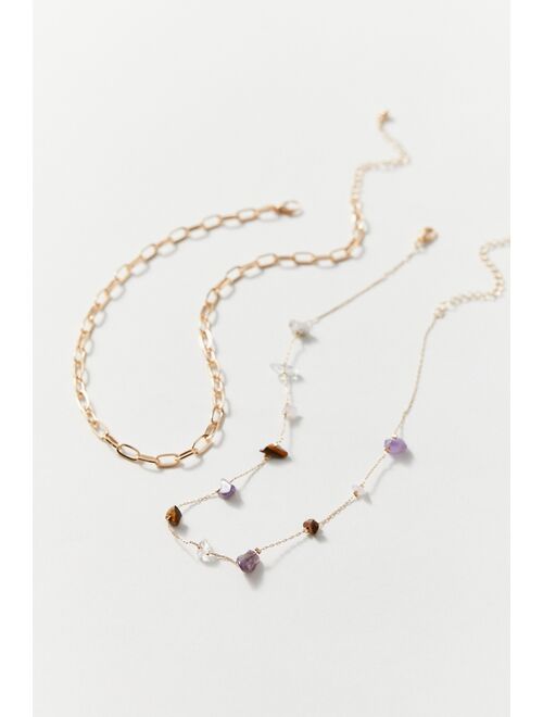 Urban Outfitters Genuine Stone And Chain Necklace Set