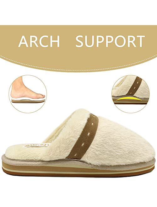 ONCAI Women Fuzzy Slippers Women's Cozy Momory Foam Slipper Fluffy Bedroom House Slippers For Women