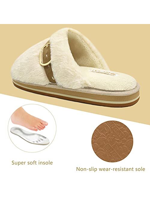 ONCAI Women Fuzzy Slippers Women's Cozy Momory Foam Slipper Fluffy Bedroom House Slippers For Women