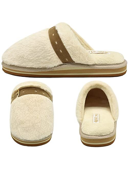 ONCAI Women Fuzzy Slippers Women's Cozy Momory Foam Slipper Fluffy Bedroom House Slippers For Women