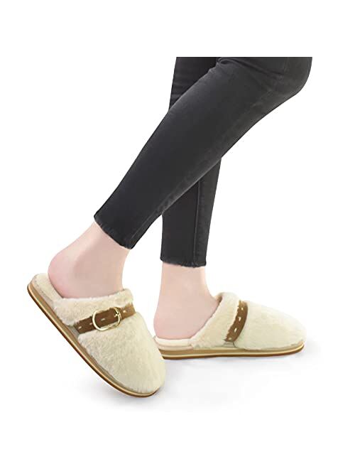 ONCAI Women Fuzzy Slippers Women's Cozy Momory Foam Slipper Fluffy Bedroom House Slippers For Women