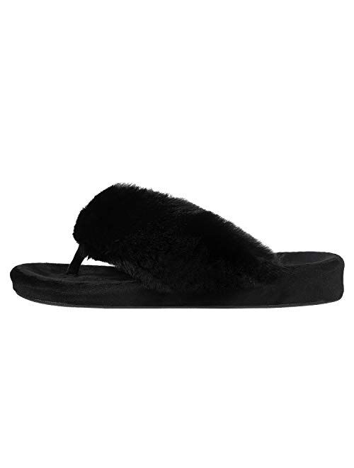 Shevalues Memory Foam Flip Flop Slippers for Women Arch Support Faux Fur Orthopedic Thong Slippers