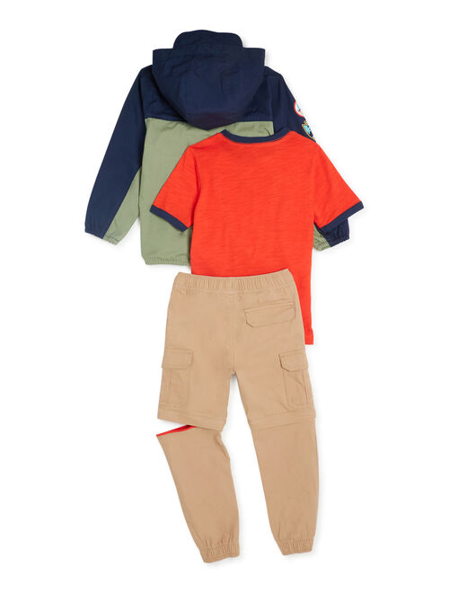 365 Kids From Garanimals Boys' Short Sleeve T-Shirt, Cargo Pants & Jacket, 3-Piece Set, Sizes 4-10