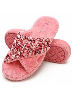 CORIFEI Adjustable Slippers for Women with Arch Support, Warm Cozy Memory Foam House Shoes Indoor