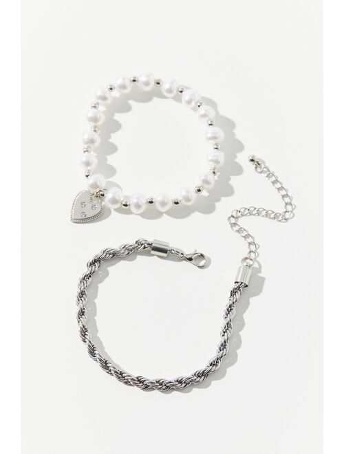 Urban Outfitters Pearl Rope Chain Layer Bracelet Set