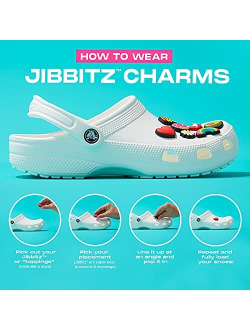Crocs Mens and Womens Classic Clog w/Jibbitz Charms 3-Packs for Her