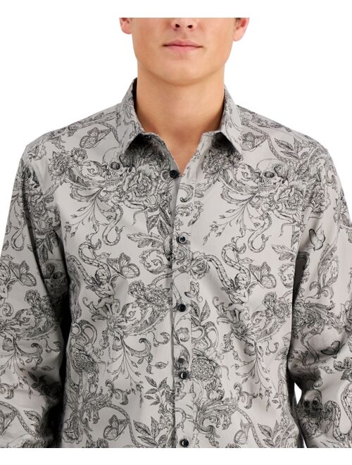 INC International Concepts Men's Skull & Floral Print Shirt, Created for Macy's