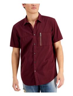 Men's Regular-Fit Pieced Zip-Pocket Shirt, Created for Macy's