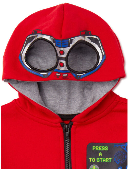 365 Kids from Garanimals Boys' Zip-Front Eye Mask Hoodie with Face Mask, Sizes 4-10