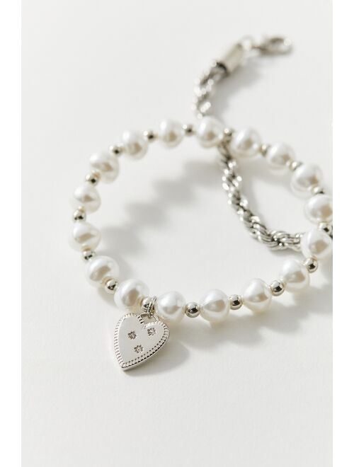 Urban Outfitters Pearl And Chain Bracelet Set