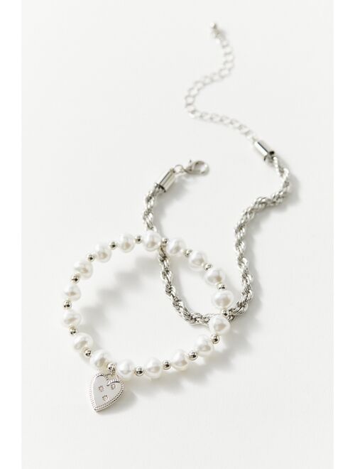 Urban Outfitters Pearl And Chain Bracelet Set