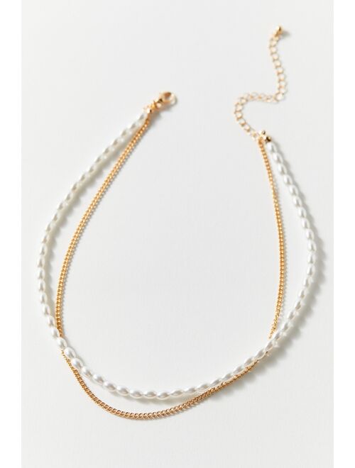 Urban Outfitters Pearl And Chain Layer Necklace