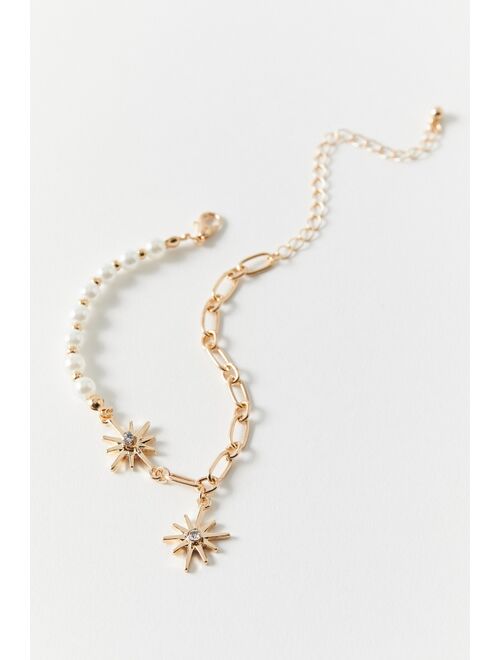 Urban Outfitters Celeste Star Pearl And Chain Bracelet