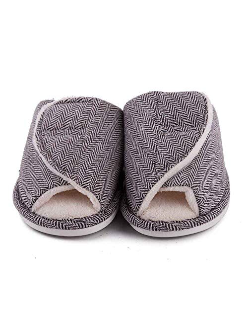 Ritmorro Women's Winter Fuzzy Bedroom Slippers Comfy Slipper with Memory Foam Arch Support ,Knitted Warm Home Slippers with Anti Skid Sole Indoor and Outdoor