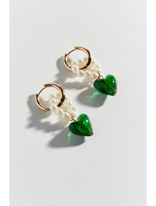 Urban Outfitters Tali Heart Pearl Drop Hoop Earring
