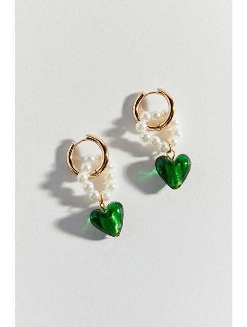 Urban Outfitters Tali Heart Pearl Drop Hoop Earring